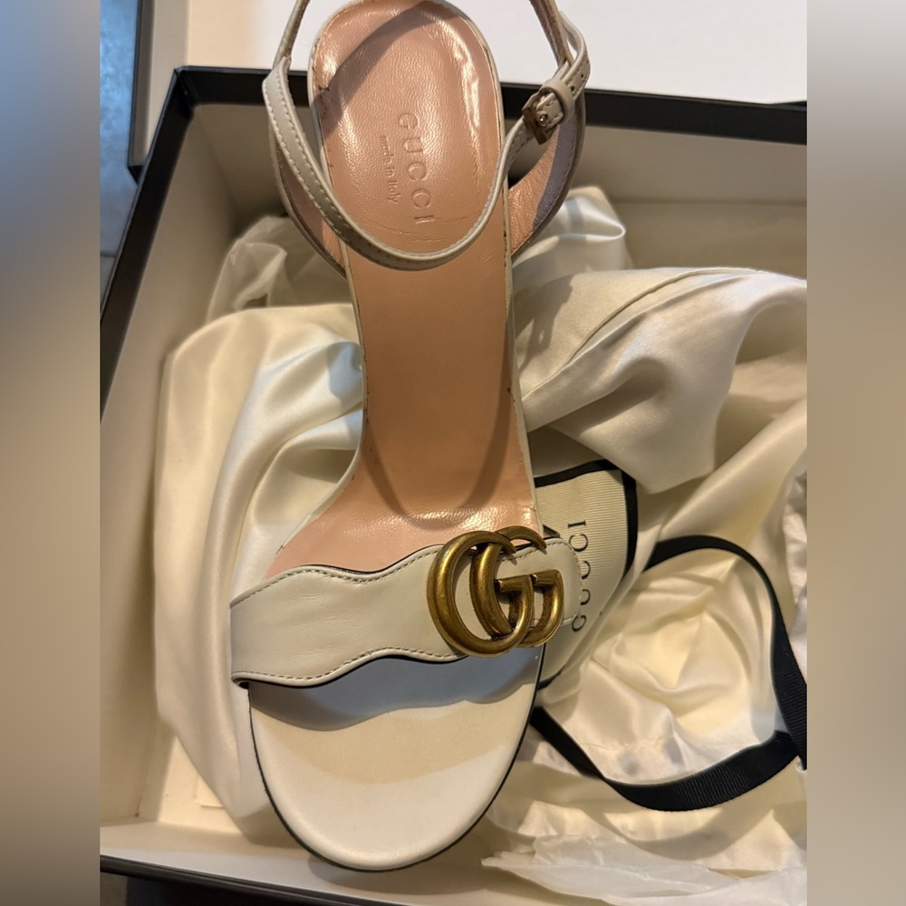 Marmont Leather GG Block-Heel Sandals